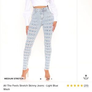 Fashion Nova Light Blue distressed  High Rise Jeans